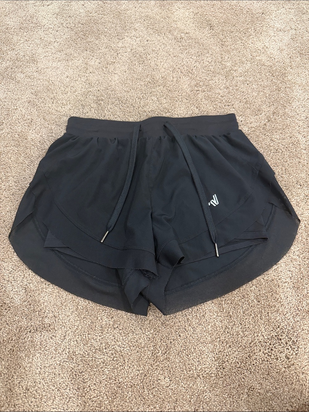 Varsity Black Layered Athletic Running Shorts